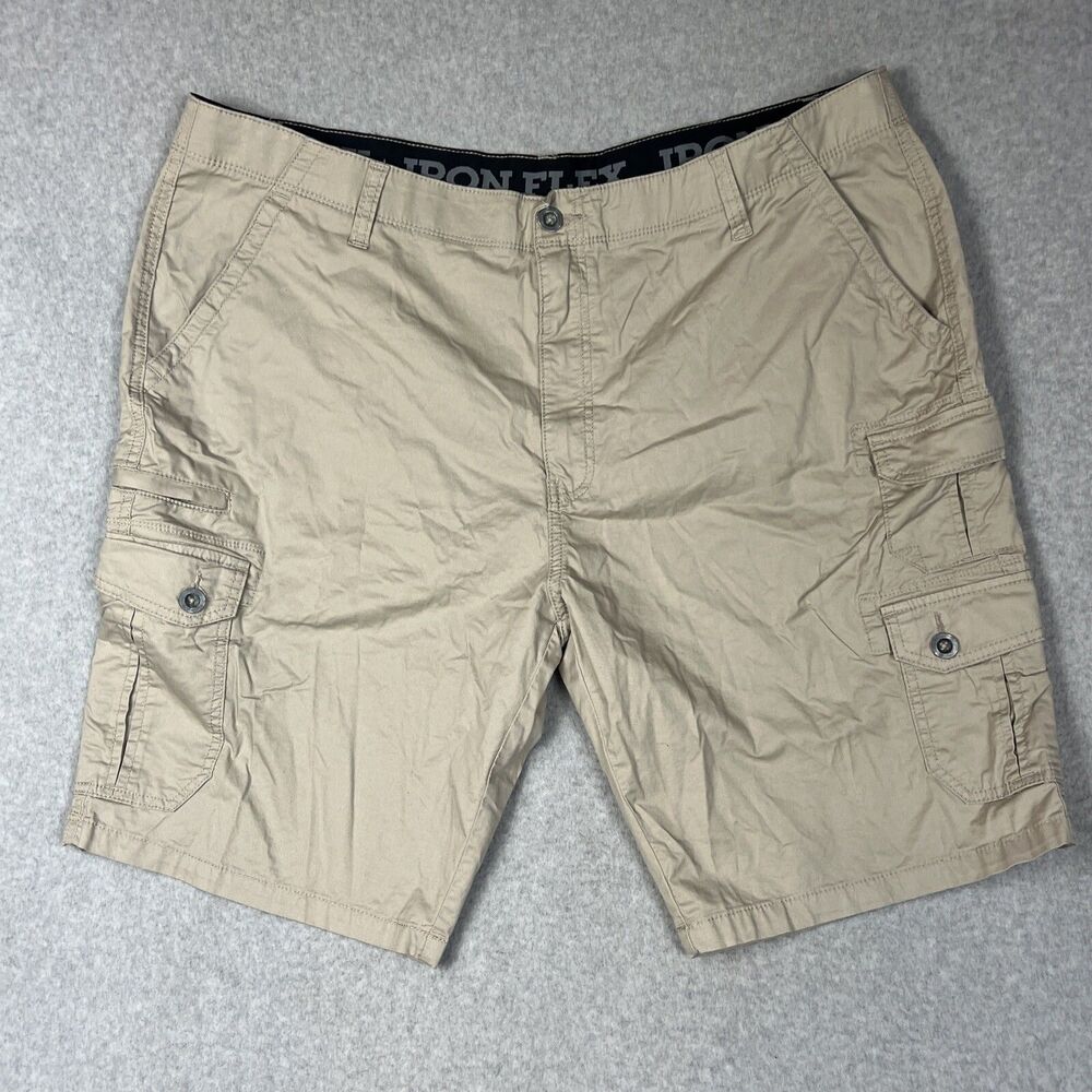 Iron Flex Men's Cargo Shorts Size 42 Stretch Performance Brown